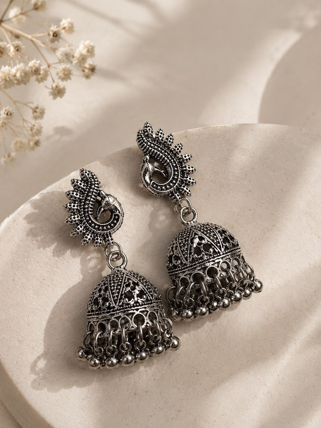 Antique Jhumka Earrings & Silver Oxidised Traditional Earrings