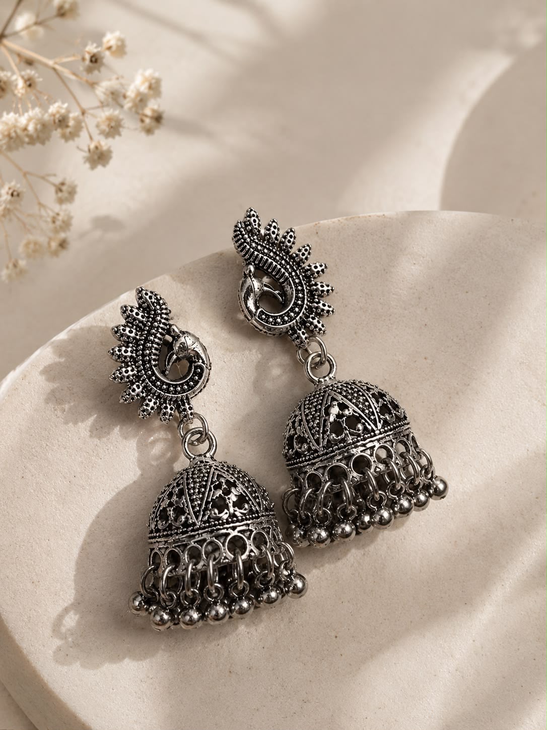 Antique Jhumka Earrings & Silver Oxidised Traditional Earrings